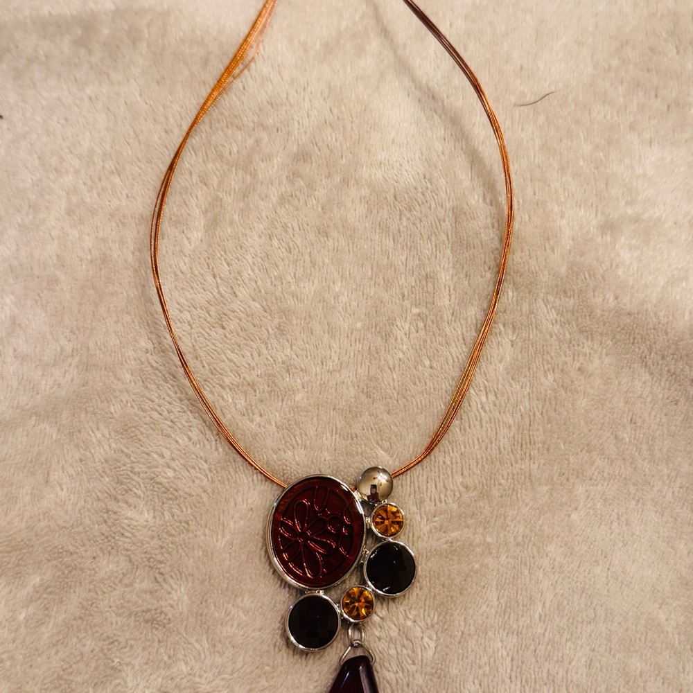 Lia Sophia Red and Orange Eclectic Necklace
